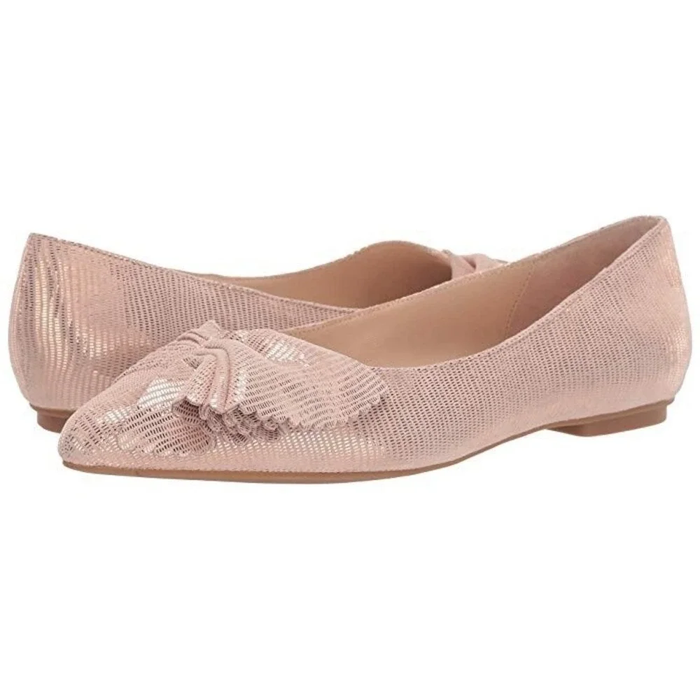 NIB- Kate Spade blush pink metallic tassel pointed-toe flats size 10
